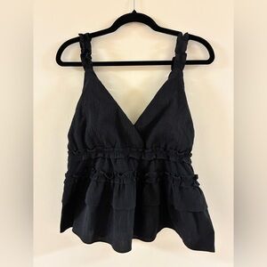 Storia Black Ruffled Women's Top Sz. M